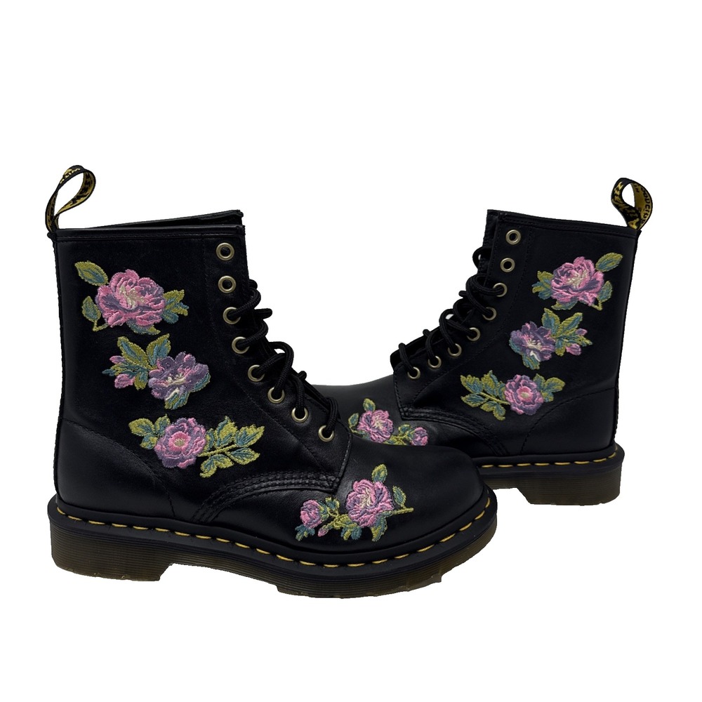 Dr Martens 1460 Vonda II Flower Embroidered Boots Womens US 7 Black